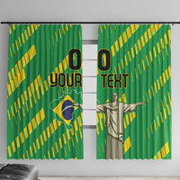 Custom Brazil Happy Independence Day Window Curtain Cristo Redentor Flag Style - Wonder Print Shop