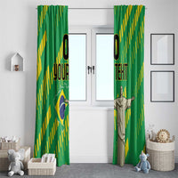 Custom Brazil Happy Independence Day Window Curtain Cristo Redentor Flag Style - Wonder Print Shop