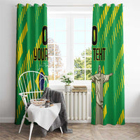 Custom Brazil Happy Independence Day Window Curtain Cristo Redentor Flag Style - Wonder Print Shop