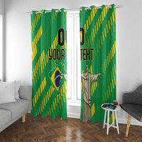 Custom Brazil Happy Independence Day Window Curtain Cristo Redentor Flag Style - Wonder Print Shop
