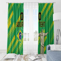 Custom Brazil Happy Independence Day Window Curtain Cristo Redentor Flag Style - Wonder Print Shop