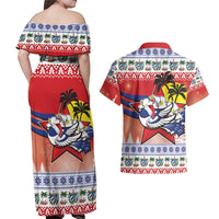 Cuba Cuban Trogon Christmas Couples Matching Off Shoulder Maxi Dress and Hawaiian Shirt Patria o Muerte Venceremos - Wonder Print Shop