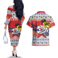 Cuba Cuban Trogon Christmas Couples Matching Off The Shoulder Long Sleeve Dress and Hawaiian Shirt Patria o Muerte Venceremos - Wonder Print Shop