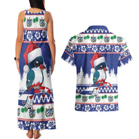 Cuba Christmas Couples Matching Tank Maxi Dress and Hawaiian Shirt Cuban Trogon Map With Feliz Navidad - Wonder Print Shop