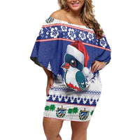 Cuba Christmas Off Shoulder Short Dress Cuban Trogon Map With Feliz Navidad - Wonder Print Shop