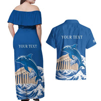 Personalized Greece Independence Day Couples Matching Off Shoulder Maxi Dress and Hawaiian Shirt Parthenon Eleftheria i Thanatos