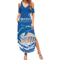 Personalized Greece Independence Day Family Matching Summer Maxi Dress and Hawaiian Shirt Parthenon Eleftheria i Thanatos