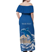 Personalized Greece Independence Day Off Shoulder Maxi Dress Parthenon Eleftheria i Thanatos