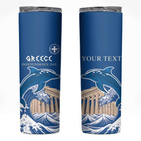 Personalized Greece Independence Day Skinny Tumbler Parthenon Eleftheria i Thanatos