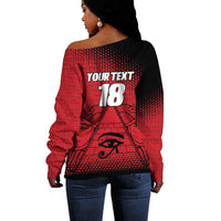 Custom Egypt Football Off Shoulder Sweater The Pharaohs Eye of Horus