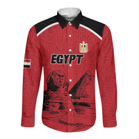 Custom Egypt Football Long Sleeve Button Shirt Pharaohs Heritage Pyramid