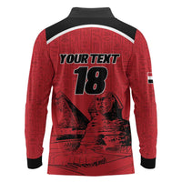 Custom Egypt Football Long Sleeve Polo Shirt Pharaohs Heritage Pyramid