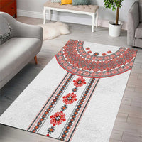 Bulgarian Embroidery Style Seamless Pattern Area Rug