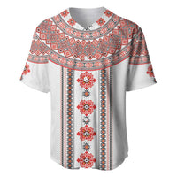 Bulgarian Embroidery Style Seamless Pattern Baseball Jersey