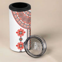 Bulgarian Embroidery Style Seamless Pattern 4 in 1 Can Cooler Tumbler