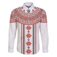 Bulgarian Embroidery Style Seamless Pattern Family Matching Long Sleeve Bodycon Dress and Hawaiian Shirt