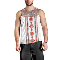 Bulgarian Embroidery Style Seamless Pattern Men Tank Top