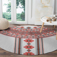 Bulgarian Embroidery Style Seamless Pattern Round Carpet