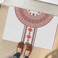 Bulgarian Embroidery Style Seamless Pattern Rubber Doormat