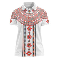 Bulgarian Embroidery Style Seamless Pattern Women Polo Shirt