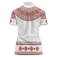 Bulgarian Embroidery Style Seamless Pattern Women Polo Shirt