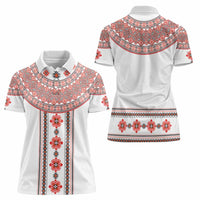 Bulgarian Embroidery Style Seamless Pattern Women Polo Shirt