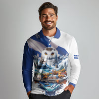 Quebec Snowy Owl Heritage Long Sleeve Polo Shirt Flag Day Edition