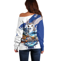 Quebec Snowy Owl Heritage Off Shoulder Sweater Flag Day Edition