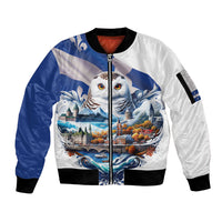 Quebec Snowy Owl Heritage Sleeve Zip Bomber Jacket Flag Day Edition