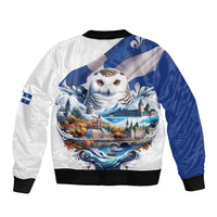 Quebec Snowy Owl Heritage Sleeve Zip Bomber Jacket Flag Day Edition