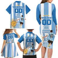 Custom Argentina Football Family Matching Long Sleeve Bodycon Dress and Hawaiian Shirt Go Champions 2024 - Wonder Print Shop