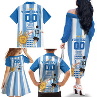 Custom Argentina Football Family Matching Off The Shoulder Long Sleeve Dress and Hawaiian Shirt Go Champions 2024 - Wonder Print Shop
