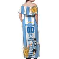 Custom Argentina Football Off Shoulder Maxi Dress Go Champions 2024 - Wonder Print Shop