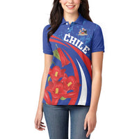 Custom Chile Lapageria Women Polo Shirt With Grunge Style - Wonder Print Shop