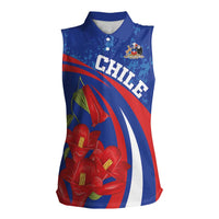 Custom Chile Lapageria Women Sleeveless Polo Shirt With Grunge Style - Wonder Print Shop