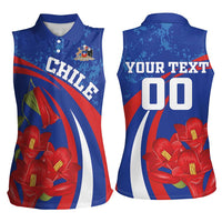 Custom Chile Lapageria Women Sleeveless Polo Shirt With Grunge Style - Wonder Print Shop