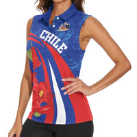 Custom Chile Lapageria Women Sleeveless Polo Shirt With Grunge Style - Wonder Print Shop
