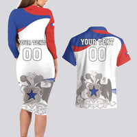 Custom Fiestas Patrias Chile Couples Matching Long Sleeve Bodycon Dress and Hawaiian Shirt Coat Of Arms - Wonder Print Shop