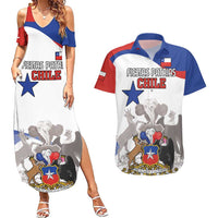 Custom Fiestas Patrias Chile Couples Matching Summer Maxi Dress and Hawaiian Shirt Coat Of Arms - Wonder Print Shop