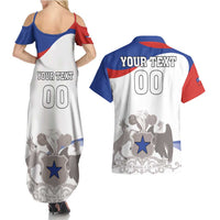 Custom Fiestas Patrias Chile Couples Matching Summer Maxi Dress and Hawaiian Shirt Coat Of Arms - Wonder Print Shop