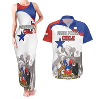 Custom Fiestas Patrias Chile Couples Matching Tank Maxi Dress and Hawaiian Shirt Coat Of Arms - Wonder Print Shop