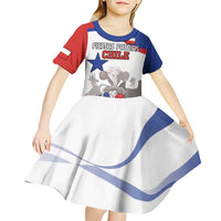 Custom Fiestas Patrias Chile Kid Short Sleeve Dress Coat Of Arms - Wonder Print Shop