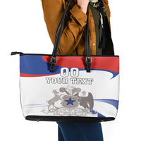 Custom Fiestas Patrias Chile Leather Tote Bag Coat Of Arms - Wonder Print Shop