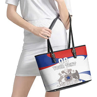 Custom Fiestas Patrias Chile Leather Tote Bag Coat Of Arms - Wonder Print Shop