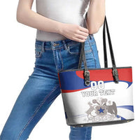 Custom Fiestas Patrias Chile Leather Tote Bag Coat Of Arms - Wonder Print Shop
