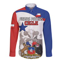 Custom Fiestas Patrias Chile Long Sleeve Button Shirt Coat Of Arms - Wonder Print Shop