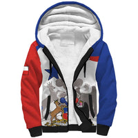 Custom Fiestas Patrias Chile Sherpa Hoodie Coat Of Arms - Wonder Print Shop