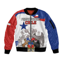 Custom Fiestas Patrias Chile Sleeve Zip Bomber Jacket Coat Of Arms - Wonder Print Shop