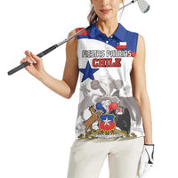 Custom Fiestas Patrias Chile Women Sleeveless Polo Shirt Coat Of Arms - Wonder Print Shop