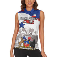 Custom Fiestas Patrias Chile Women Sleeveless Polo Shirt Coat Of Arms - Wonder Print Shop